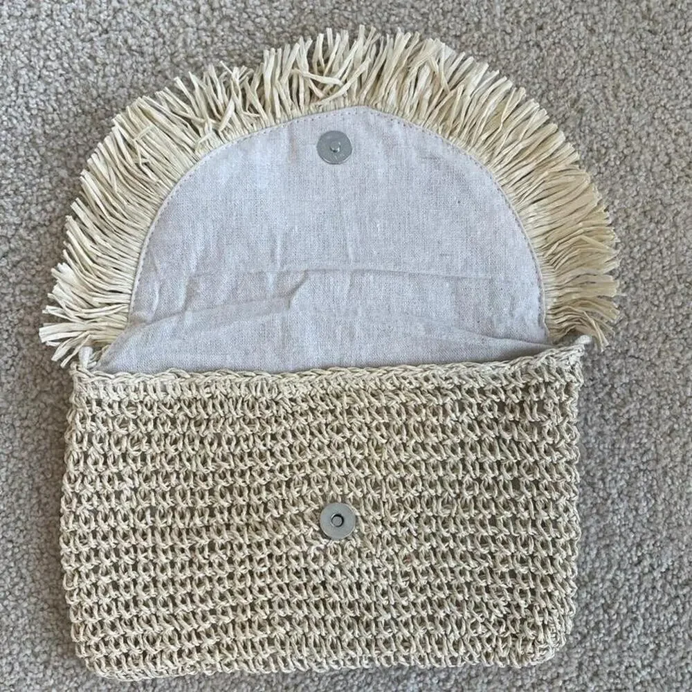 Y2K Straw Fringe Shoulder Bag